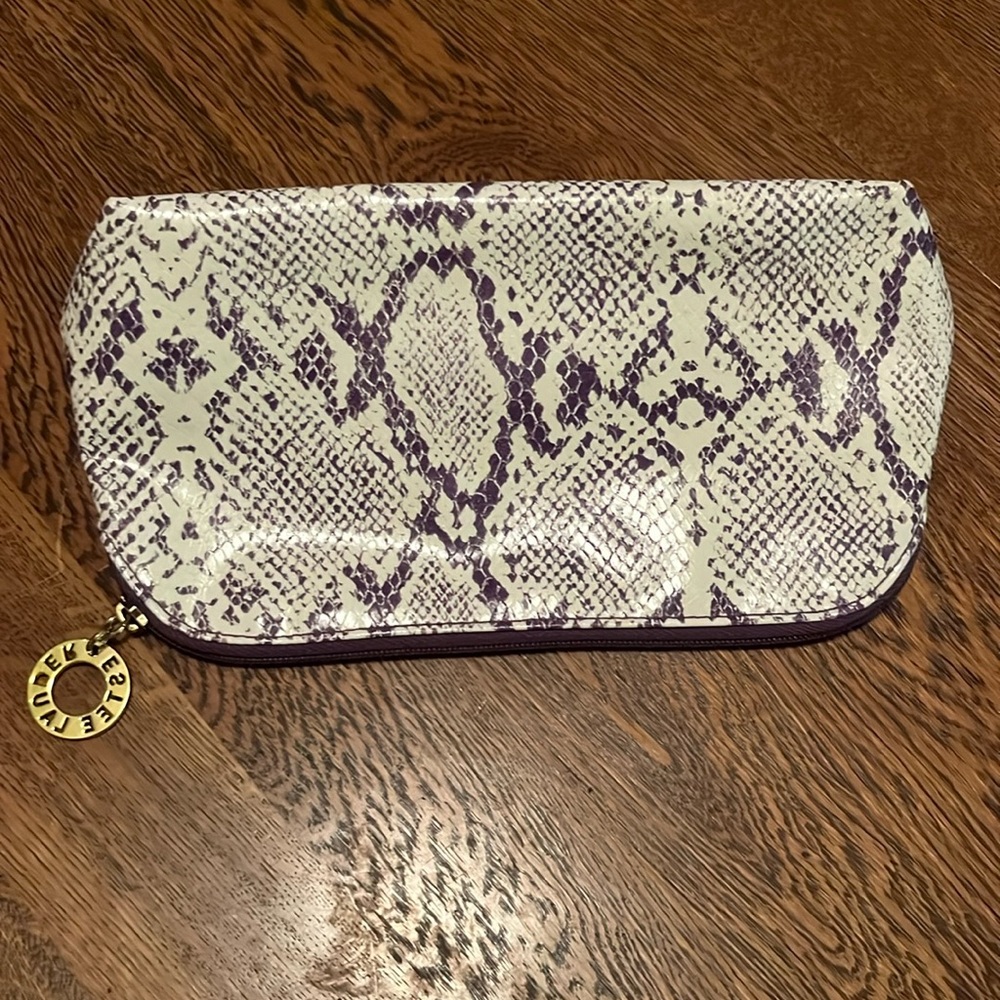 Estée Lauder Purple snakeskin cosmetic bag